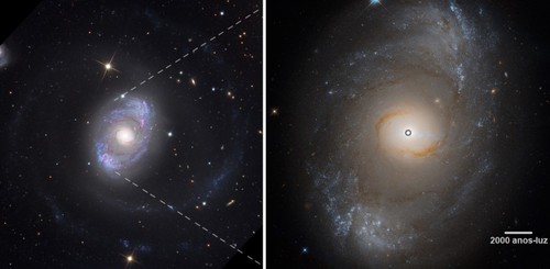 imagen de la galaxia NGC 4151 (a la izquierda), con un zum en la región central (a la derecha)/Adam Block/Mount Lemmon SkyCenter/University of Arizona/Judy Schmidt