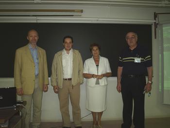 De izquierda a derecha, Klaus Schierbaum, Juan Manuel Corchado, Ángela Calvo y José Luis de Segovia.