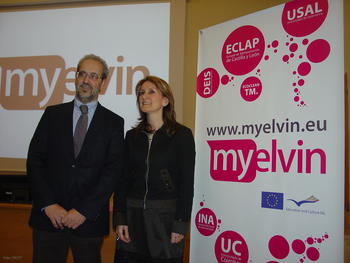 El rector de la Universidad de Salamanca y la consejera de Administración Autonómica presentan Myelvin.