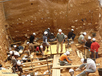 Excavación en Gran Dolina durante la campaña de 2009