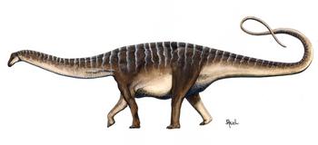 Modelo en vida del Amazonsaurus maranhensis (dibujo de Ariel Milani)