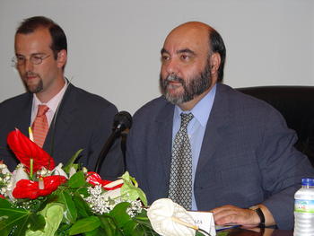 Alfonso García Plaza, junto a Roberto Rodríguez durante la inauguración de las jornadas