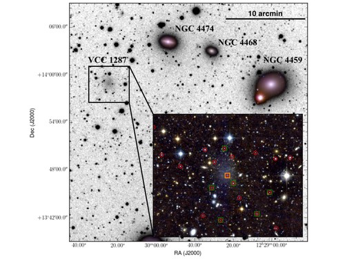 Parte del Cúmulo de Virgo que contiene la galaxia ultradifusa VCC 1287. Imagen: IAC.