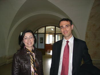 Cristina Gilabert y Roberto García, de Pons Patentes y Marcas, en la Universidad Pontificia de Salamanca