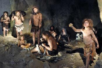 Recreación de un grupo de Neandertales.
