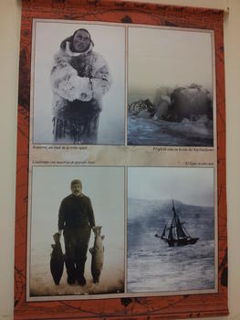 Uno de los paneles de la muestra sobre Roald Amundsen.