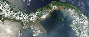 Imagen de satélite del Istmo de Panamá.