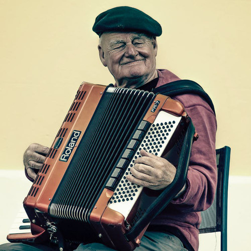 Un hombre toca el acordeón. Foto: UGR.