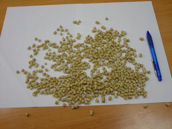 Muestra de pellets de biomasa