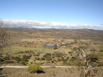 Vista panorámica del paisaje terrestre protegido Moropotente (bosque tropical seco), Nicaragua.