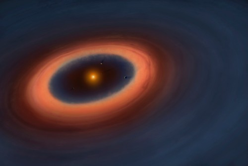 Ilustración artística del sistema Sz 91. Crédito: ALMA (ESO/NAOJ/NRAO), Mark Garlick 