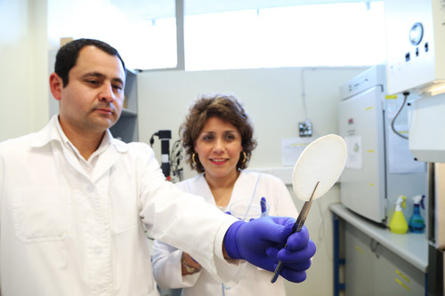Investigadores de la Universidad Técnica Federico Santa María que están desarrollando biomateriales. FOTO: USM.