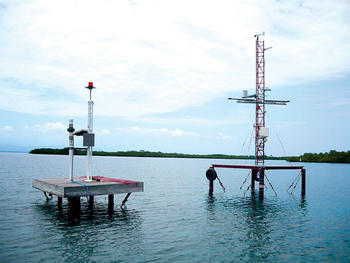 Midiendo el nivel de las aguas Sergio Dos Santos y Ricardo Thompson del Smithsonian en Panamá (FOTO: STRI).