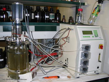 Dispositivo experimental para la depuración anaeróbica.
