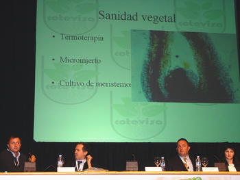 Lorenzo García (izq) durante su exposición en el I Congreso Internacional de Bioenergía