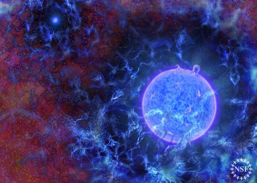 Representación artística del nacimiento de las primeras estrellas. Imagen: N. R. Fuller, National Science Foundation.