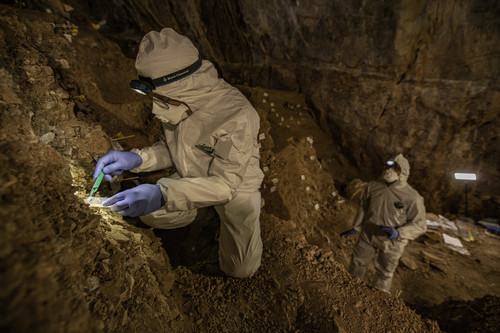 Los científicos trabajan en la cueva Chiquihuite, al norte de México/Devlin A. Gandy