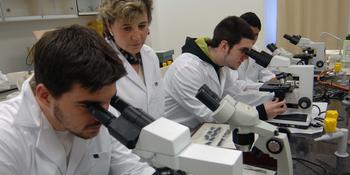 Alumnos en los laboratorios de IE University.