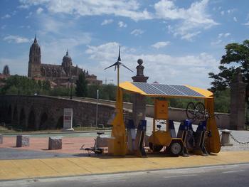 Instalación de las bicicletas solares.