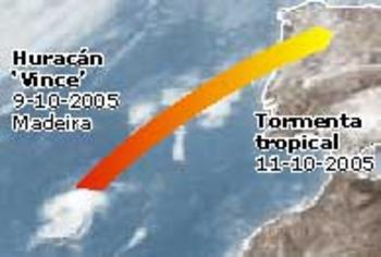 Trayectoría del huracán Vince (Foto: Instituto Nacional de Meteorología)
